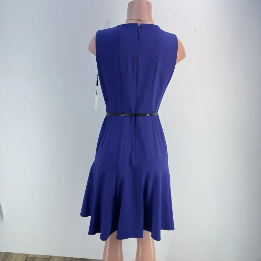 Calvin Klein Blue Dress Full Skirt Fit & Flare Party Sz 8 NWT - Picture 5 of 17